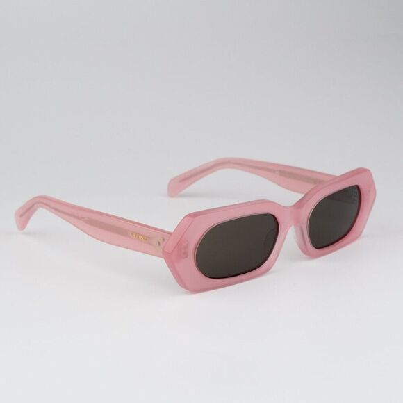 NEW Celine CL40243I 72J Shiny Opal Pink Brown  Rectangle Women Sunglasses